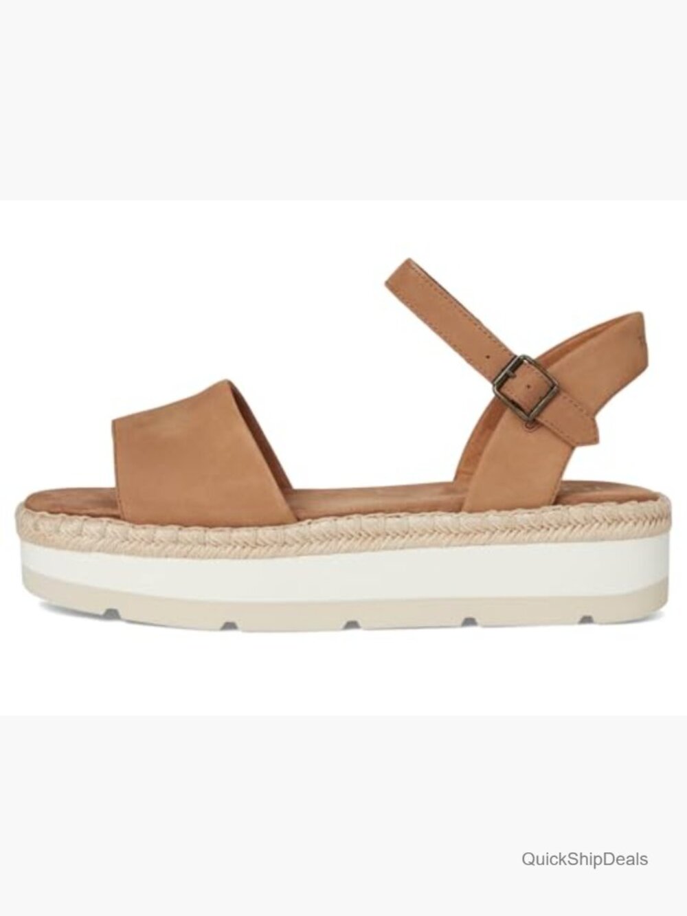 Women's Platform Wedge Sandals with Ankle Strap in Leather - Picture 4 of 7